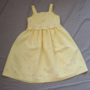 Greendog Girls Yellow Lined Dress w/Embroidered Flowers  Sz 7